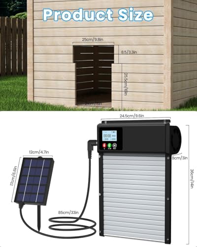 Verbesserte 3in1 Automatische Hühnerklappe Solar, WLAN-Fernbedienung, automatischer Hühnerklappe Hühnertür mit LCD-Display & Timer & Lichtsensor, elektrische Auto-Hühnertür, Aluminium Anti-Pinch