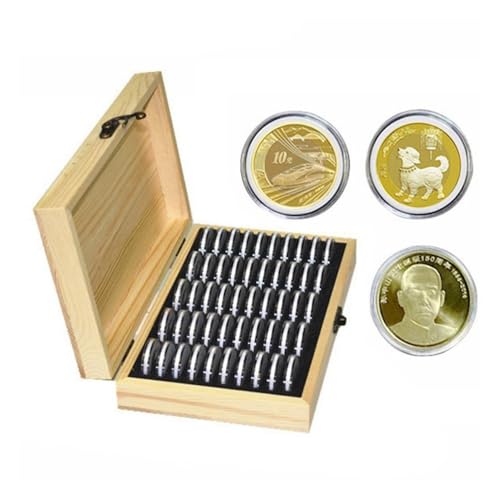 Caja decorativa organizadora de madera sólida para monedas miniatura 1