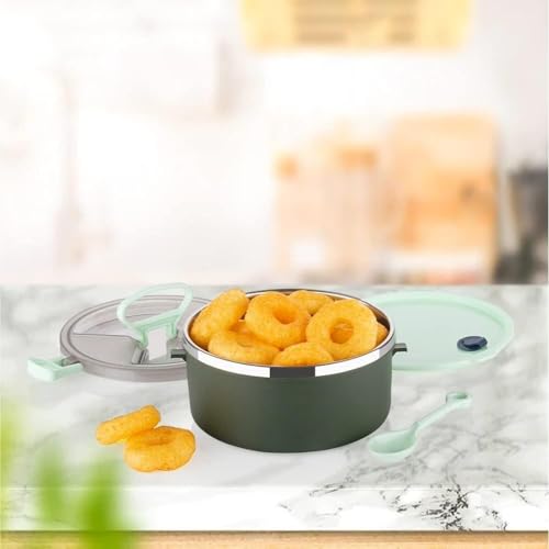 Image of 3 Tier Stainless Steel Insulated Lunch Box for Office Use | Leak-Proof Tiffin Box with Airtight Food Containers | Lunch Box for Men Women Kids with Handle & Side Locks (Multicolor)(1-pcs)