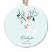 Winter Deer Baby's First Christmas Ornament 2016, Boy Baby 1st Christmas Porcelain Ornament, 3" Flat Circle Christmas Ornament with Glossy Glaze, Gold Ribbon & Free Gift Box | Ryan