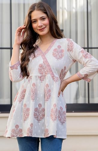 Image of rytras Women Pure Cotton Printed Tunic Top | Comfortable Everyday