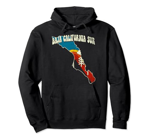 Baja California Sur - Mapa retro de arco iris del estado mexicano Sudadera con Capucha