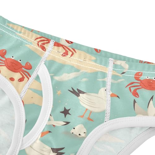 Wusikd Crabs Seagulls Boys' Underwear Cotton Beach Boys Briefs Soft Toddler Underwear 2T4