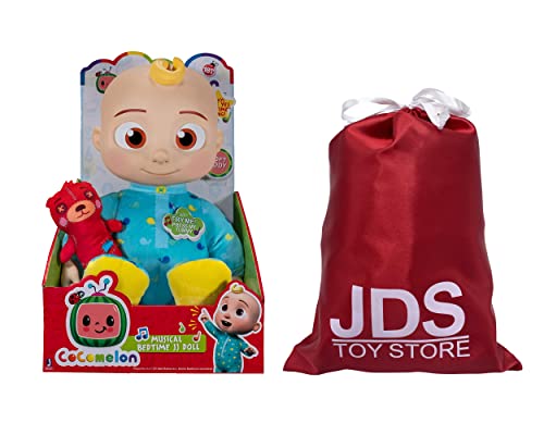 JDS CoComelon Official Musical Bedtime JJ Doll, Soft Plush Body and JDS Toy Bag