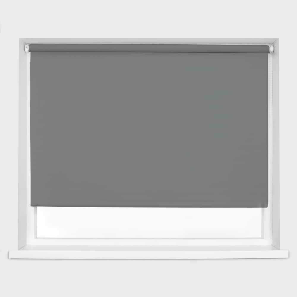 Caecus Blackout Roller Blinds - Charcoal Grey - 210cm x 120cm - Polyester - Easy Fit