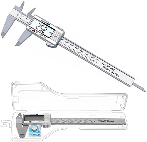6 Digital Vernier Caliper 150mm Electronic LCD Ruler Gauge Carbon Fiber Micrometer Household/DIY/Jewelry/Woodworking Measuring Tool For Measurement (Silver)