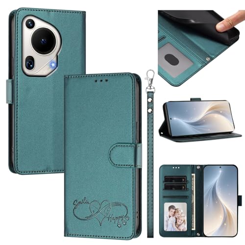 Jiajihua Cover Compatible with Huawei Pura 70 Ultra Phone Case【Card Cash Slot Wallet Design Flip Kickstand Drop Protection】 Green