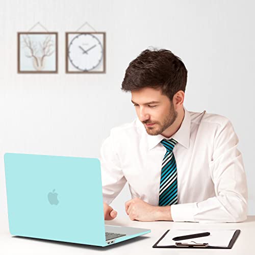 B Belk Compatible With Macbook Air 13 Inch Case 2022 2021 2020 2019 2018 M1 A2337 A2179 A1932, Plastic Hard Shell Case + Keyboard Cover + Screen Protector For Mac Air 13 With Touch Id, Tiffany Blue #TOP5