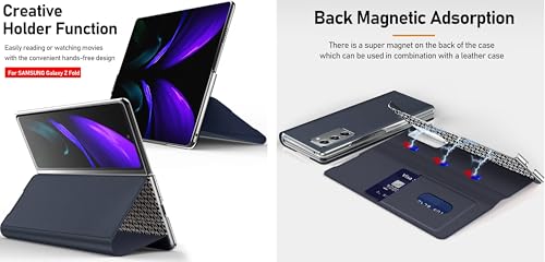 Image of WHITBULL Stylish Leather Case with Built-in Card Slot Flip Cover Compatible for Samsung Galaxy Z Fold 7 5G (Blue)