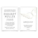 50 x Trauerkarte individuell Trauer Todesfall Beerdigung Bestattung - Engelsflügel