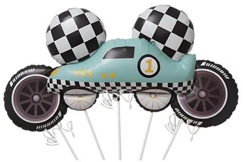 Image of GREATRIL Race Car Foil Balloon Decoration Set for Kids Racing Theme Birthday Party Backdrop Stage and Photo Booth Styling (5 Pcs)