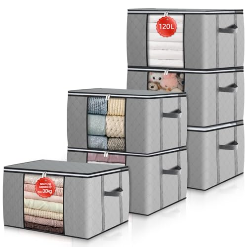 Sac de rangement pour couvertures lot de 6 boîtes souples de 120L