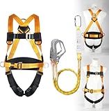 Magicbox Fallschutz Auffanggurt mit Verdickte Lendenwirbelstütze,190cm 150kg für Outdoor Baumklettern Bergsteigen Rettungsdienst Fallschutz Auffanggurt Absturzsicherung Sicherheitsgurt Set