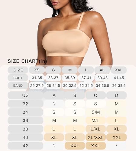 Image of DEANGELMON Strapless Bras for Women Non-Slip Silicone Bandeau Seamless Tube Top Bralette Comfy Non Padded Stretchy Stylish