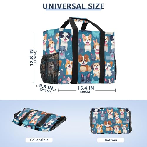 ALAZA Colorful Dinosaur Palm Tree Cactus Waterproof Beach Tote Bags3