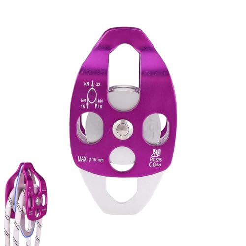 Hominas Polea Escalada 32 Kn Tandem Pulley Polea Aluminio Con Giro Lateral Poleas De Cuerda De Transporte Para Cuerdas Textiles Con 15 Mm, Para Cuerda De Roca Trabajo En Altura