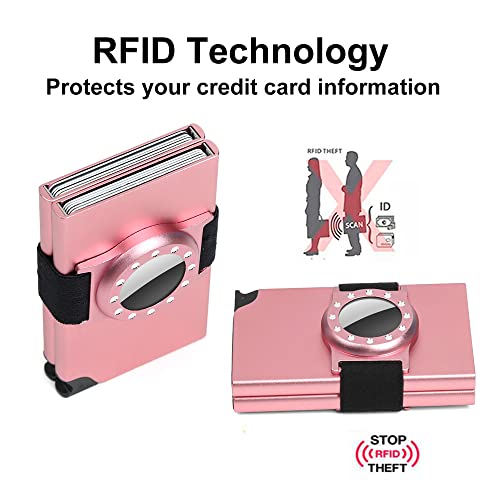 Le Vasty Women's Card Wallet with Airtag Holder, Twin Case Pop Up Airtag Wallet, RFID Credit Card Holder for Women Slim Minimalist, Compact Pocket Metal Wallets for Women…4