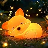 Euakee Fuchs Nachtlicht, Fuchs Lampe für Kinder, Aufladbar Touch LED Dimmbar Nachtlicht Kinder Stilllicht, Silikon Nachttischlampe Kinder, Zimmer Deko Geschenk für Kind Baby Mädchen Junge