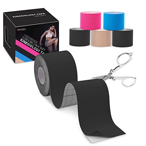 Kinesiologie Tape - ZINUU Kinesiotapes Physio Tape Sports Tape (5cm x 5m) - Kinesio Tapes Muskel Tapes Wasserfest & Elastische Bandage (Schwarz) Cover
