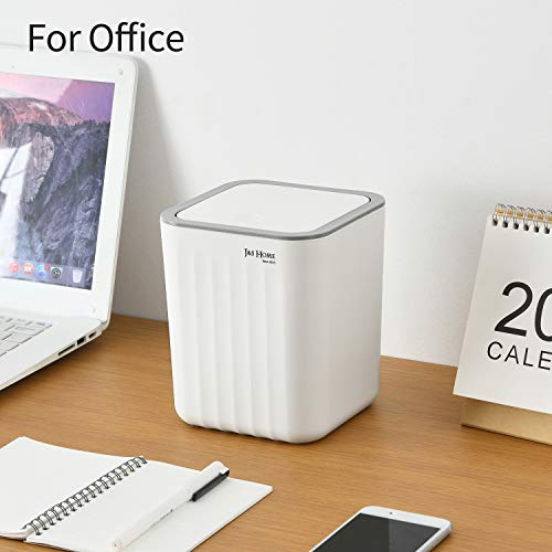0.6 Gal Mini Desktop Trash Can With Lid, Small Square Countertop Garbage Bin, Plastic Tiny Tabletop Wastebasket For Office/Kitchen/Coffee Table, White #TOP4