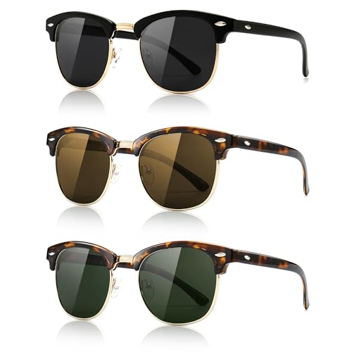 Image of SUNGAIT Polarized Sunglasses for Men and Women, Classic Half-Frame Retro Shades for Driving, Travel, and Outdoor Activities