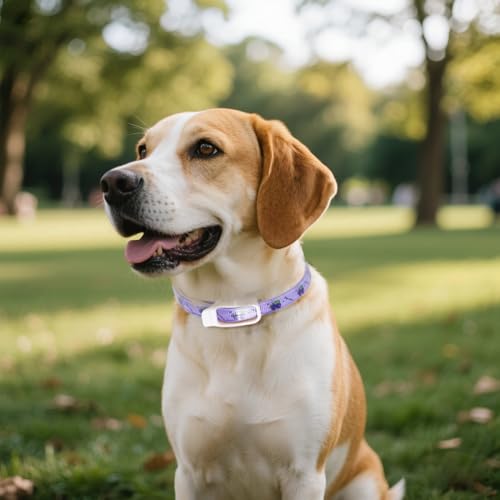 Langzeit Floh & Zeckenschutz Halsband für Hunde - Natürliches Insektenabwehrhalsband, Schützt effektiv gegen Flöhe, Zecken, Milben & Parasiten (Lila, 5x5x1cm)