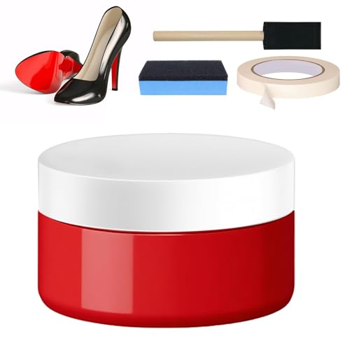 WEILAOK Paint Walk on Red Restorer Cirage à chaussures rouge pour cuir avec brosse éponge Ruban de masquage Restaure les semelles et talons en cuir pour chaussures, bottes et talons hauts, rouge
