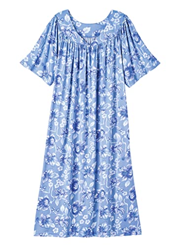 Image of AmeriMark Casual Women's Patio Muumuu House Dress Loose Comfortable Short Sleeve Sun Dress Lounger Gown Sleepwear for Ladies