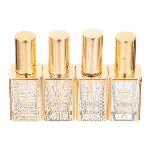 MOTHNUR Botellas de Perfume de Vidrio Recargables de 12 Ml, Pack de 4 Pulverizadores de Perfume de Viaje Niebla Fina, Spray Portátil para Fragancias, Aceites Esenciales y Estilo Aleatorio