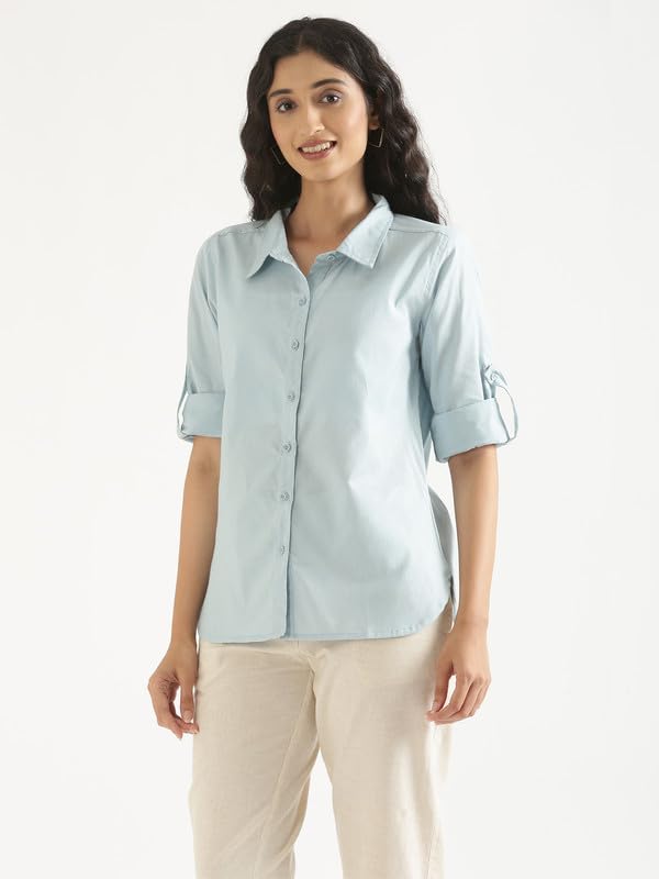 Image of SAADAA Airy Linen Shirt | Solid Regular Fit Casual Shirts Stylish for Women