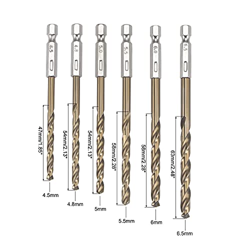 Uxcell 13 Pcs High Speed Steel Hex Shank Twist Drill Bit Set, Quick Change Titanium Coated 1/4 Inch Hex Shank 1.5Mm-6.5Mm Drilling Dia #TOP2