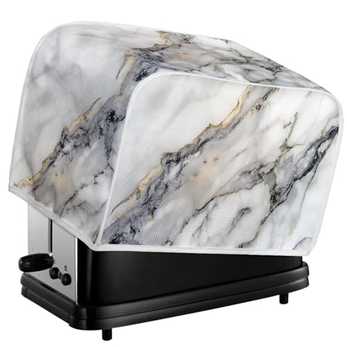 Image of 2 Slice Toaster Dust Cover Bread Toaster Oven Dustproof Cover Kitchen Bakeware Protector Dustproof Fingerprint Protection Gift for Women (11.4 x 7.9 x 7.5), Grey White Marble