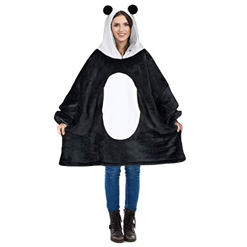 Panda Oversized Sherpa Hoodie Blanket Sweatshirt,Super Soft Warm Comfortable Cute Giant Pullover with Large Front Pocket for Women Boys Girls Teens Children Youth,Gift Idea