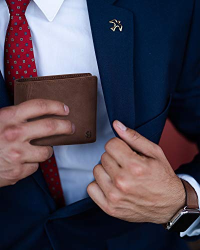 Image of SERMAN BRANDS 2 ID Window Wallet for Men RFID Blocking Leather, Bifold Top Flip, Extra Capacity Travel Wallet