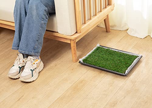 Meexpaws Dog Grass Pee Pads For Dogs With Tray , Small Size 18 By 14 In , 2 Dog Artificial Grass Pads , Indoor Dog Litter Box #TOP2