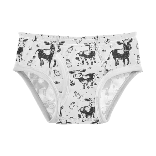visesunny Boys Cotton Underwear Simple Hand Drawn Cow Printed Toddler Soft Training Briefs Size 2T-8Y for Kids