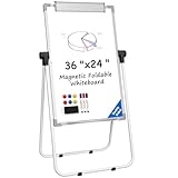 MaxGear Easel Whiteboard with Stand, 36' x 24' Double-Sided Dry Erase Board Flip Chart, Height Adjustable,Foldable, Portable for Home Office Classroom Teaching
