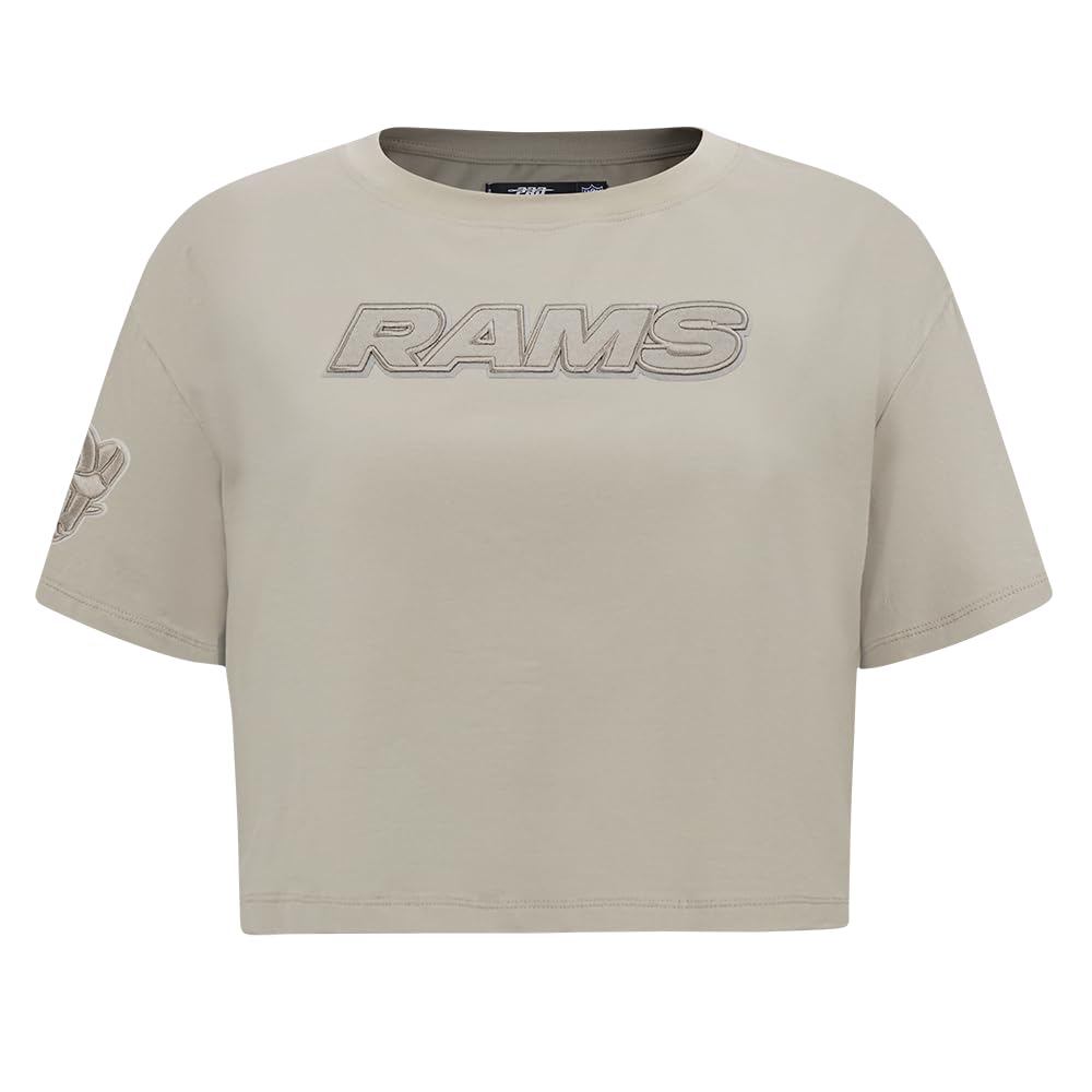 Pro Standard Womens NFL Los Angeles Rams Neutral Short Sleeve Boxy Tee Taupe S