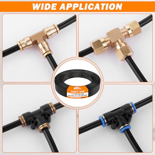 Image of CheeMuii 1 /8 DOT Air Line 100 FT 1 /8 inch PA12 Nylon Pneumatic Tubing 30.5 Meter 1 /8 Inch OD Pneumatic Air Tubing Pipe Hose Line for Semi Truck Trailer or Industrial Air System