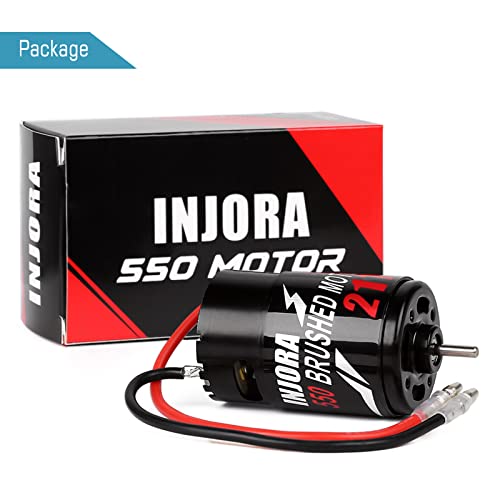 INJORA RC Motor 550 Brushed Waterproof Motor for 1:10 RC Crawler Axial SCX10 AXI03007 JL 90046 TRX4 TRX6 RC Car Boat (21T)
