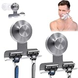 DONGZQAN 2PCS Rasierer Halterung Dusche, Saugnapf Haken, Rasier Halter für Dusche, Für Rasierer, Handtücher, Bademäntel und Abnehmbare Saugnapfhaken (Silver)