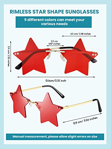 12 Pairs Star Shape Sunglasses Rimless Sun Glasses Colorful Fun Sunglasses Party Disco Accessories Women Trendy Cosplay Glasses Cute Personality Pentagram Eyewears for Women Men Costume, 12 Colors2