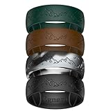 Egnaro Silicone Wedding Rings For Him, Men's Engraving Rubber Engagement Bands 8.5mm Wide 2.5mm Thick Multipack For Workout Travel Gym