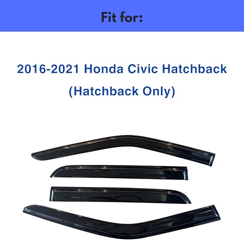 Image of IG Window Visors Fit for 2016-2021 Honda Civic Hatchback, Out-Channel Rain Guards Vent Wind Deflectors 4PC, Car Accessories for 16-21 Civic (Hatchback Only)