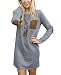 Women's Elbow Patch Shift Color Block T-Shirt Dress (S, Dark Grey)