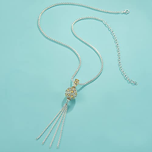 Uny Jewel Jewelry Make A Statement With Our Two Tone Ball With Tassel Enhancer Pendant 3.5 Mm Box Chain 60Cm + 15Cm Extension #TOP3