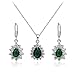 Produktbild Tropfenform Grüner simulierter Smaragd Österreichische Zirkonia Kristalle Schmuck-Set Halskette Anhänger 45 cm Ohrringe18 kt Weiß Vergoldet