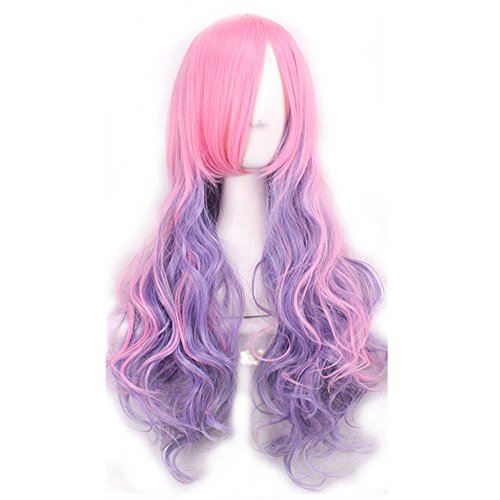 MOCOO New Women'sMulticolor Lolita Long Curly Wavy Glamour Hair Wig/Cosplay /Party Costume Wig(Light purple43; Pink)JF006E