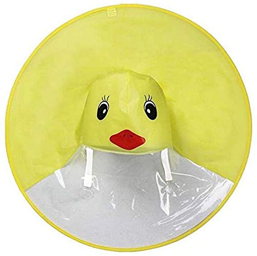 Kinder Ente Regenmantel in verschiedenen Größen UFO Regenschirm Cartoon Umhang mit Kapuze bei Regen für Junge und Mädchen in Gelb (S) Cover