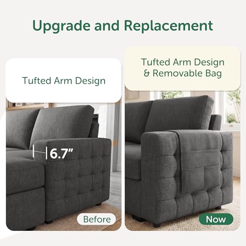 Image of HONBAY Sectional Sleeper Sofa with Pull Out Bed U-Shape Sectional Couch Sleeper Bed with Storage Chaise 6 Seater Sleeper Sectional Sofa, Light Grey